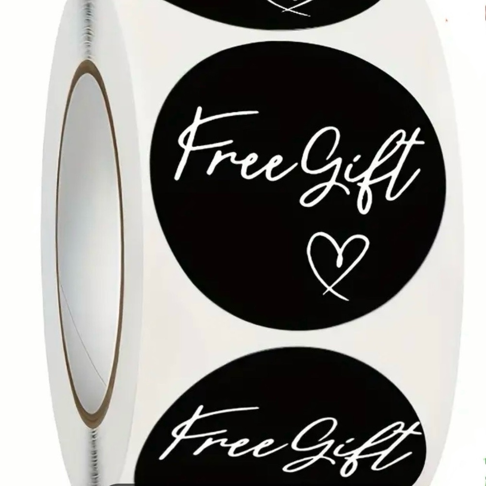 1 Roll Round Self-Adhesive “Free Gift” stickers - Black.